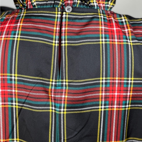 NWT J.Crew Black Tartan Plaid Bow Neck Midi Dress Size 12 - Picture 3 of 9